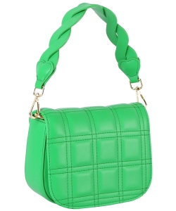 Fashion Quilted Flap Satchel Bag LE-0324 GREEN